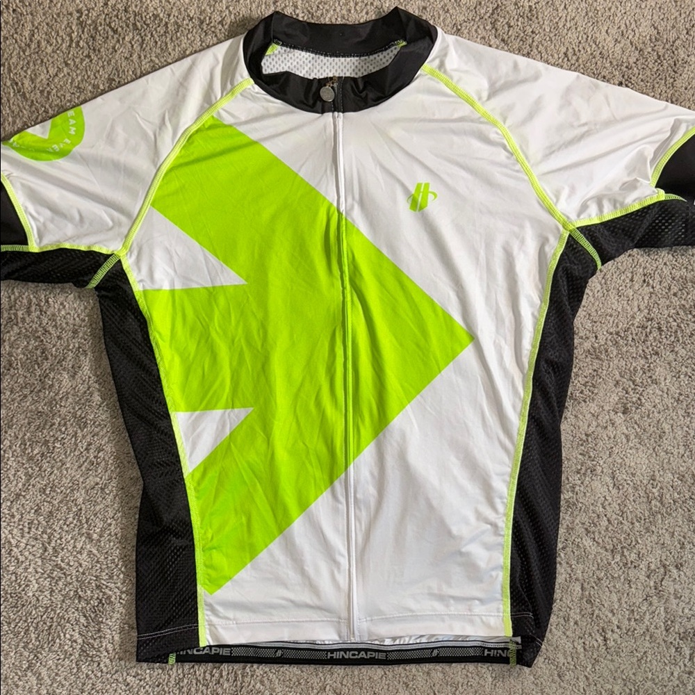 Hincapie Pelatonia cycling shirt large women’s neon white black short sleeve